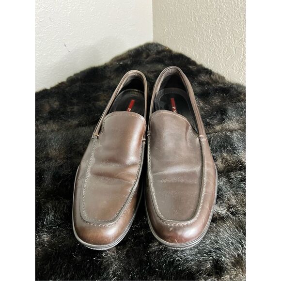 Prada 4d 1645 leather coffee brown loafer shoe 9 - Picture 1 of 10